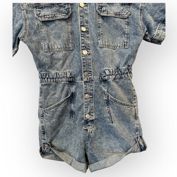 Free People Marci Cuffed Shortalls Size Small - Picture 8 of 13
